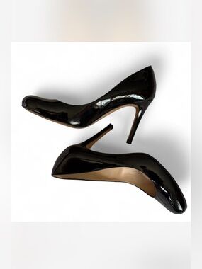 LK Bennett Black Patent Round-Toe Pumps